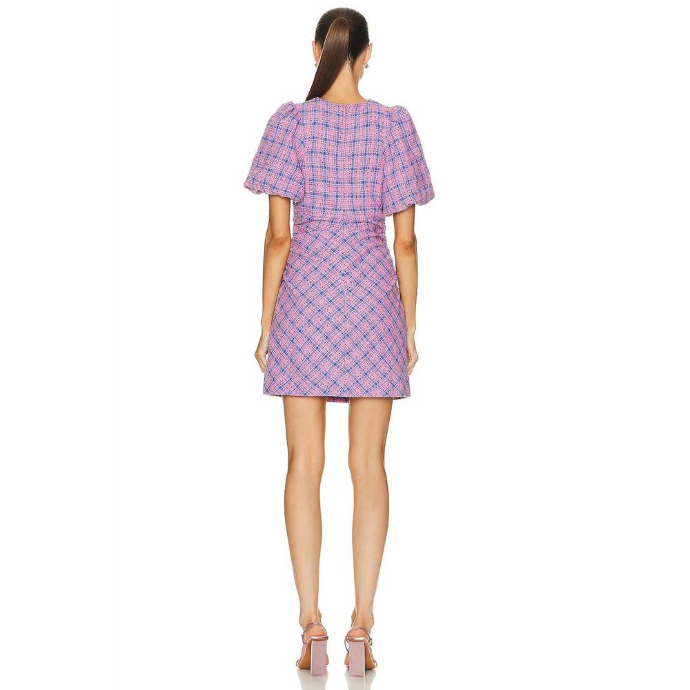 NEW GANNI check suiting mini dress in wild orchid - Picture 4 of 4